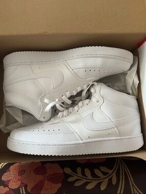 Nike White High-Top Leather Sneakers - Nike